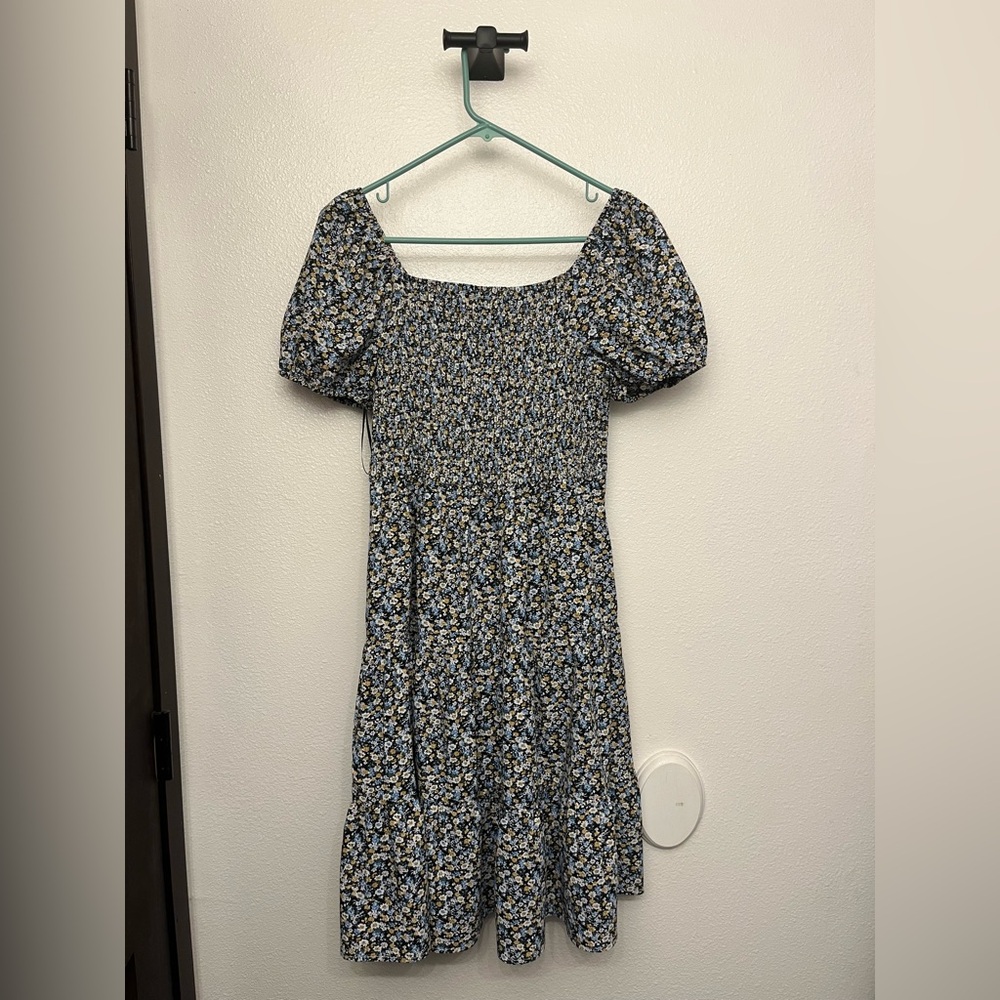 Papillon Blanc Blue Floral Midi Dress
